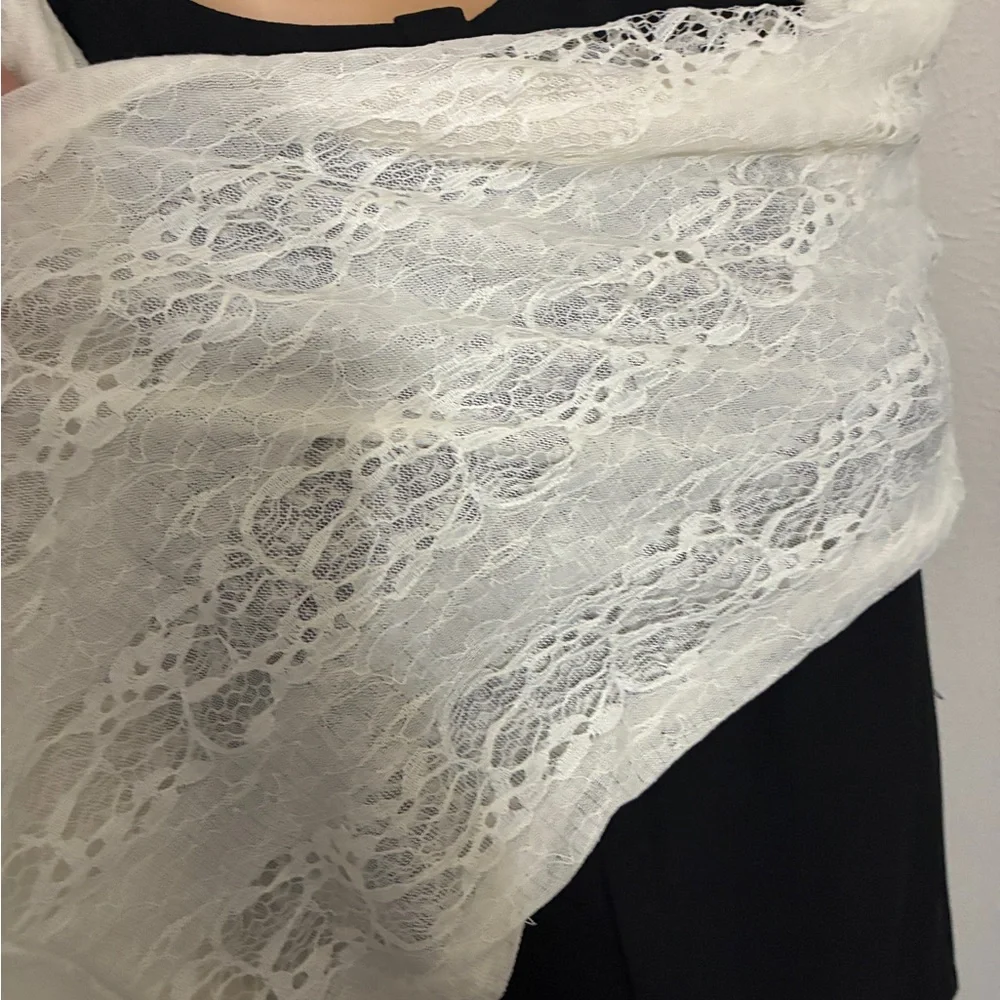 79” Elegant Cream Lace Infinity Scarf. Casual. Dressy. Preppy. Feminine.